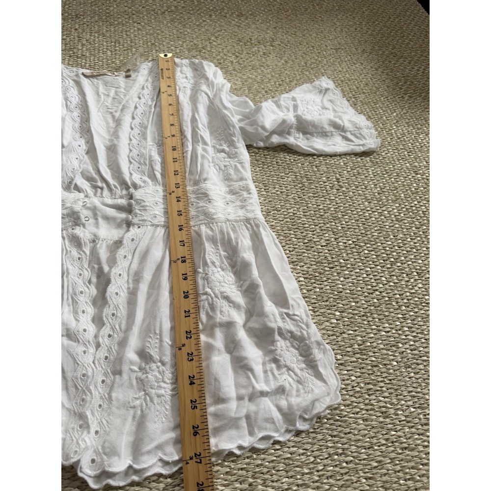 Soft Surroundings Lace Tunic Top Eylet Boho Top M Bell Sleeve Whimsical Fairy M - Picture 12 of 13